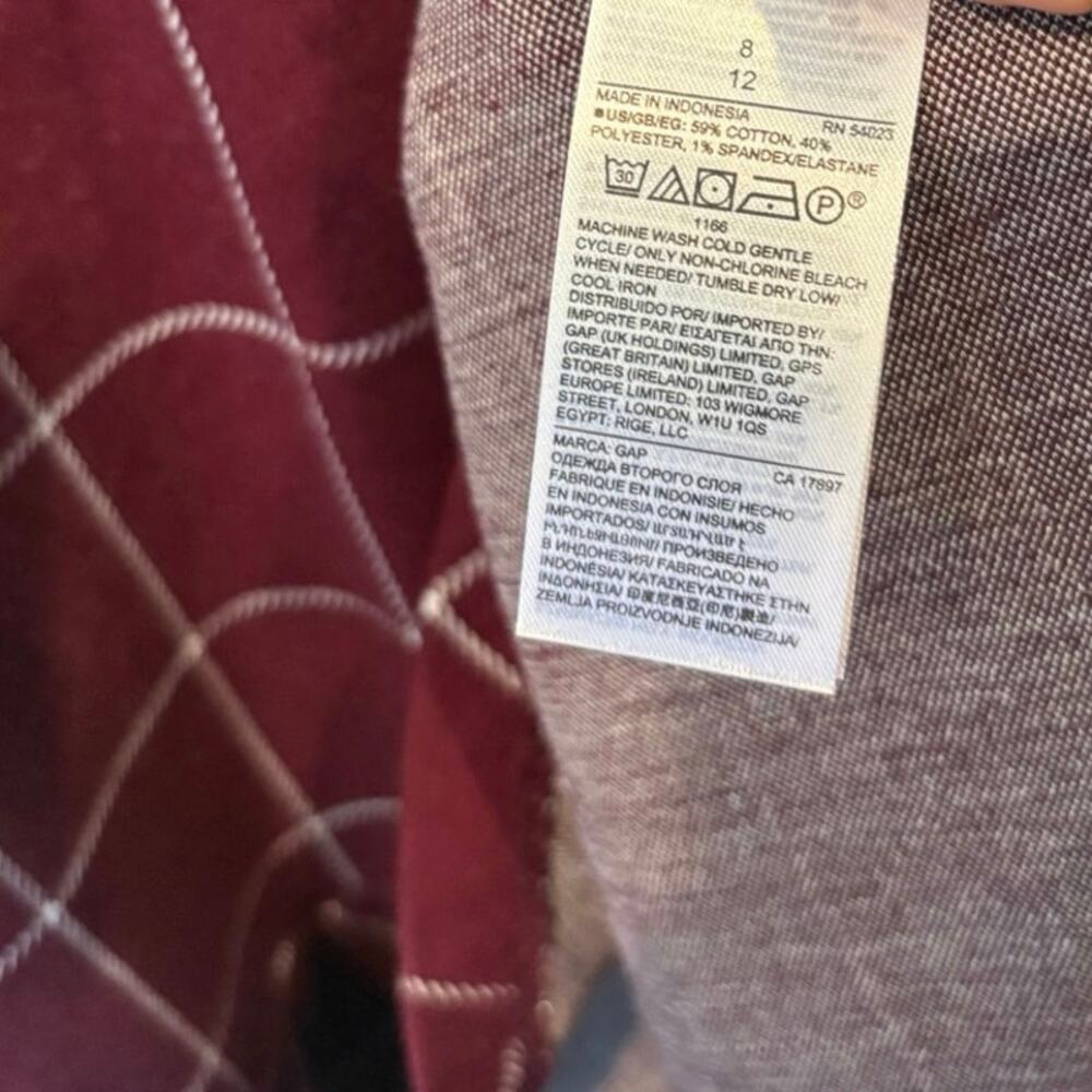 Gap Burgundy Plaid Dress Size 8 - Picture 7 of 7